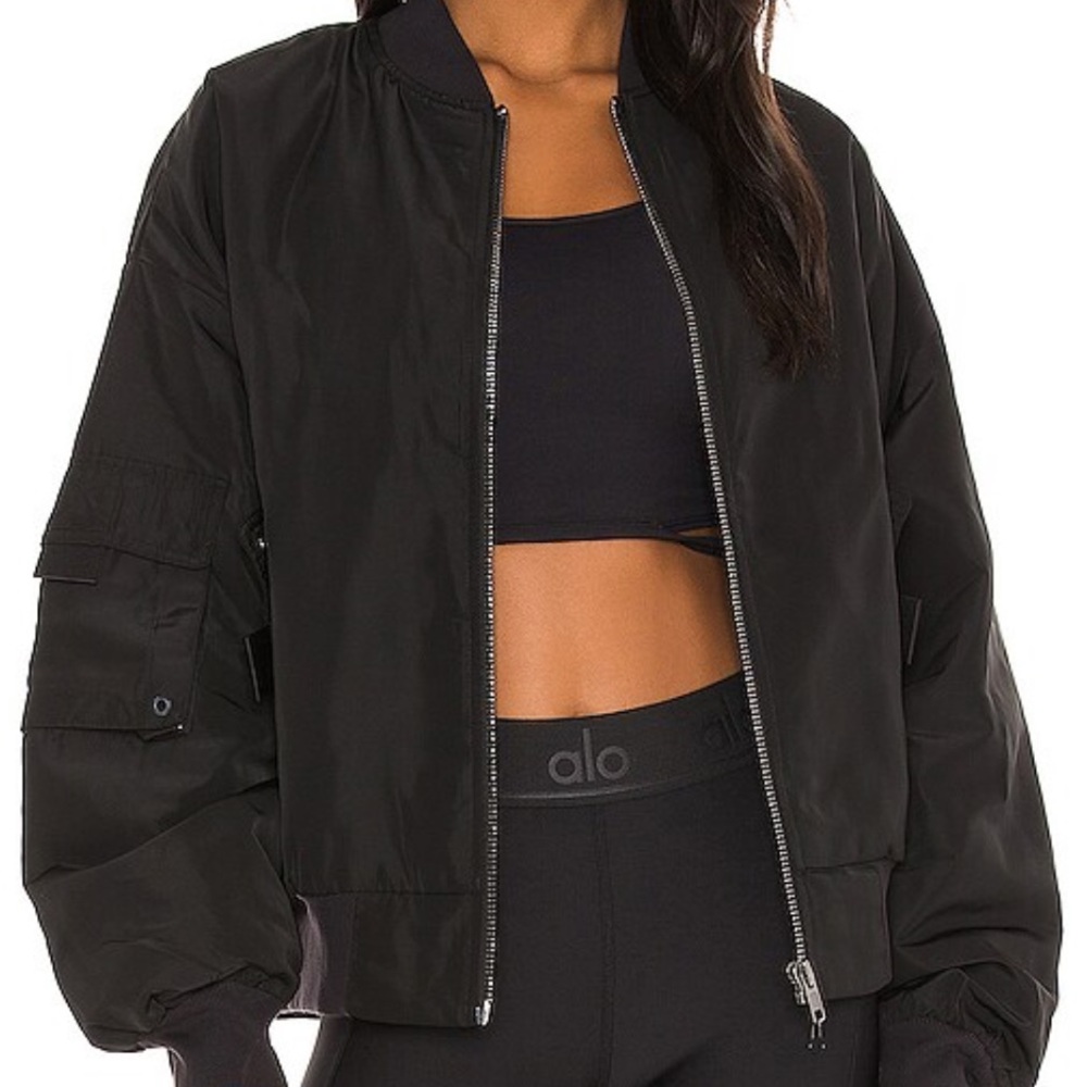 Alo Yoga Oversized It Girl Bomber, Black